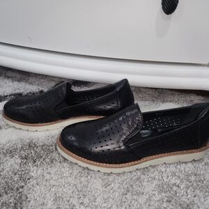 Vaneli Black Perforated Leather Slip-Ons